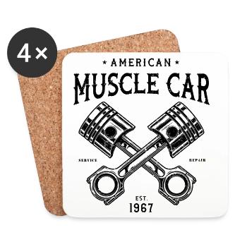 Muscle-car American Classic v8 - Coasters (set of 4) - white - Front