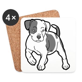 chien - Dessous de verre (lot de 4) - blanc - Devant