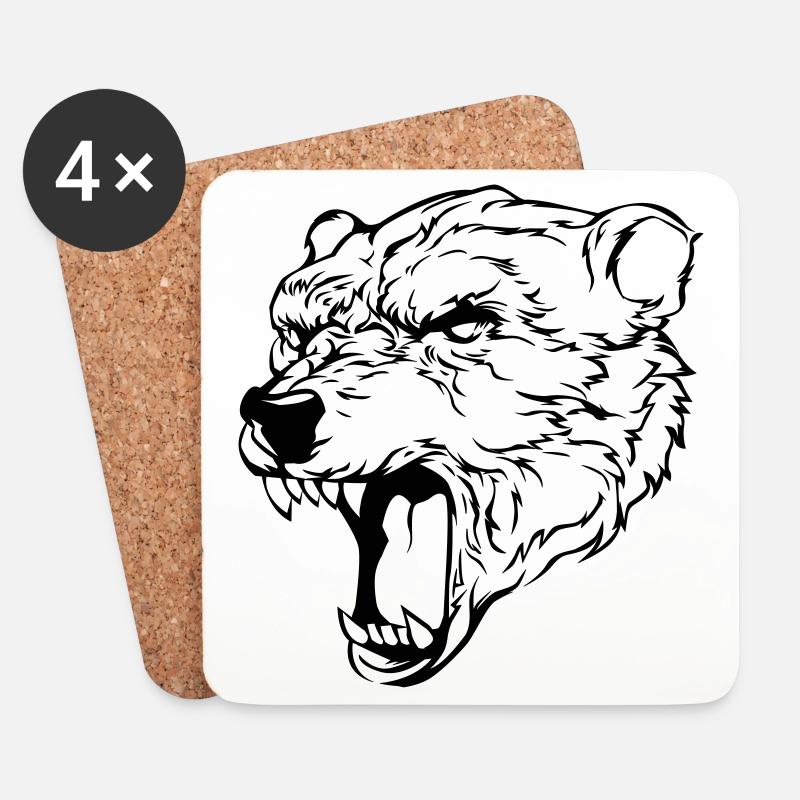 eisbär kopf bär polarbär kopf - Untersetzer (4er-Set) - Weiß