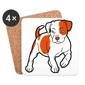 Orangener Hund Cartoon Muster - Untersetzer (4er-Set) - Weiß - Vorne