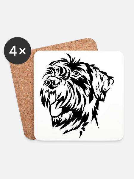 Riesenschnauzer Kopf - Untersetzer (4er-Set) - Weiß