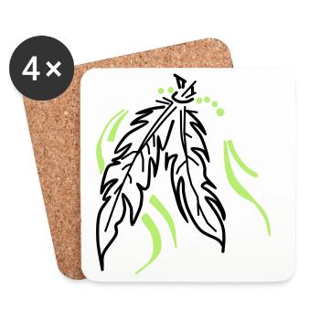 Feathers tied together - Coasters (set of 4) - white - Front