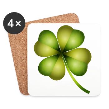 four-leaf clover in bright green tones - Coasters (set of 4) - white - Front