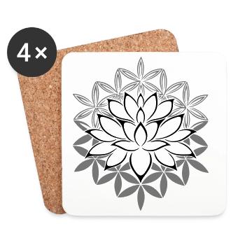Lotus Lotus Flower Flower of Life - Coasters (set of 4) - white - Front