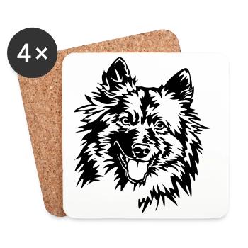 Wolfspitz Head - Coasters (set of 4) - white - Front