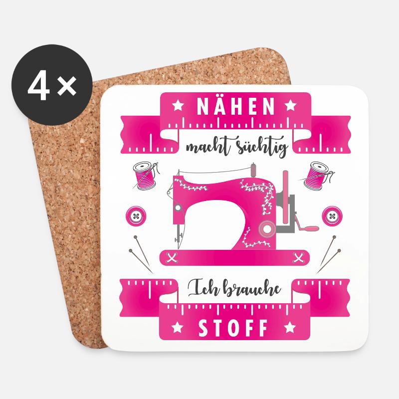 Nähen macht süchtig, ich brauche Stoff - Untersetzer (4er-Set) - Weiß