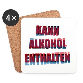 Kann Alkohol Enthalten - Untersetzer (4er-Set) - Weiß - Vorne