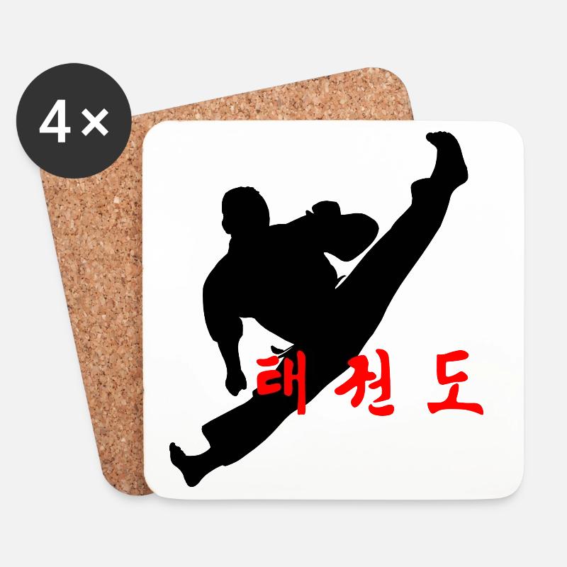 Taekwondo Logo gesprungen Kick Koreanisch - Untersetzer (4er-Set) - Weiß