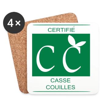 certifié casse couilles - Dessous de verre (lot de 4) - blanc - Devant
