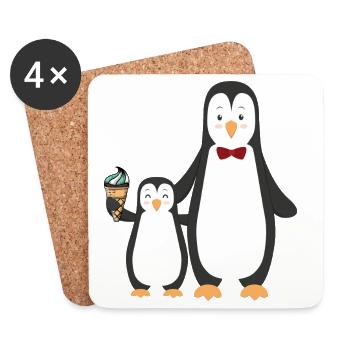 Penguins avec de la glace - Dessous de verre (lot de 4) - blanc - Devant