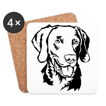 Weimaraner Kopf - Untersetzer (4er-Set) - Weiß - Vorne
