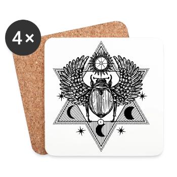 Mystischer Skarabäus Symbol Design - Untersetzer (4er-Set) - Weiß - Vorne