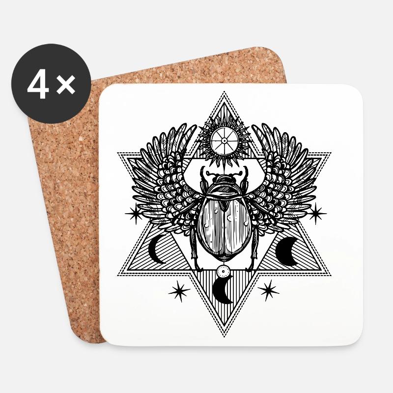 Mystischer Skarabäus Symbol Design - Untersetzer (4er-Set) - Weiß