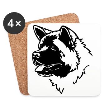 American Akita Tête - Dessous de verre (lot de 4) - blanc - Devant