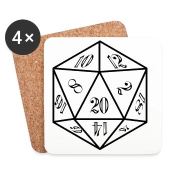 W20 Schlechte Probe RPG Würfel Spruch - Untersetzer (4er-Set) - Weiß - Vorne
