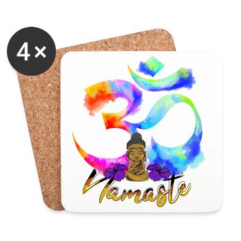 Namaste Bow Iris Buddha - Coasters (set of 4) - white - Front