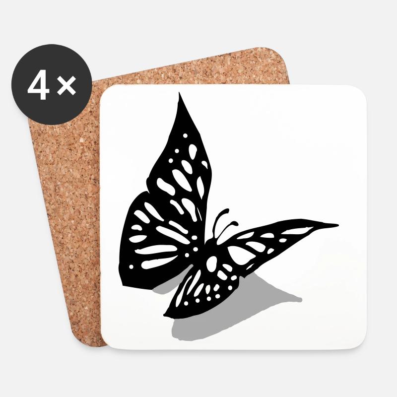 Schmetterling 3D - Untersetzer (4er-Set) - Weiß