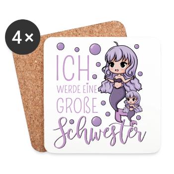 Ich werde eine große Schwester Meerjungfrau - Untersetzer (4er-Set) - Weiß - Vorne