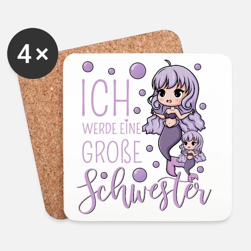 Ich werde eine große Schwester Meerjungfrau - Untersetzer (4er-Set) - Weiß