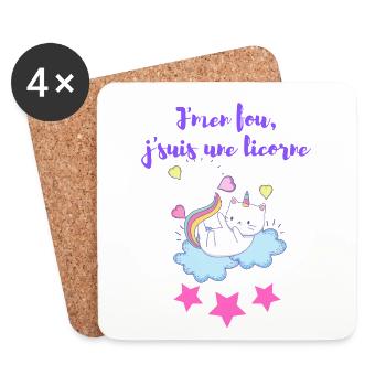 j'men fou j'suis une licorne - Dessous de verre (lot de 4) - blanc - Devant