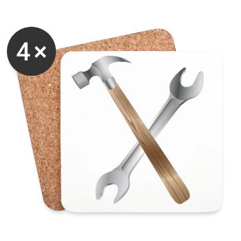 Wrench and carpenter's hammer - Coasters (set of 4) - white - Front