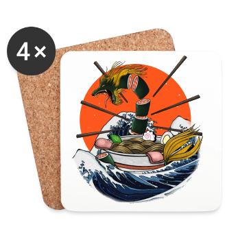 Ramen de dragon - Dessous de verre (lot de 4) - blanc - Devant