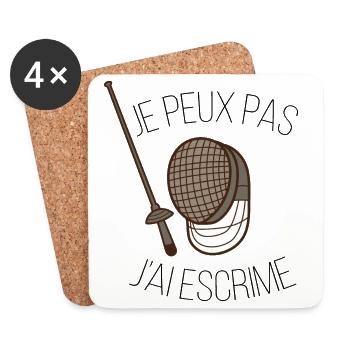 je peux pas j ai escrime - Dessous de verre (lot de 4) - blanc - Devant
