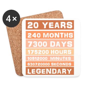 20 Years Legendary - Anniversary, Anniversary, Company - Coasters (set of 4) - white - Front