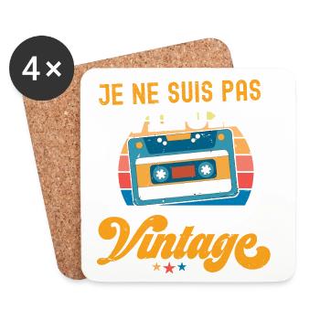 Cassette Vintage Arc ciel Nostalgie - Dessous de verre (lot de 4) - blanc - Devant