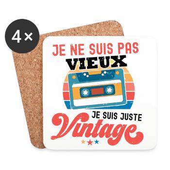 Je ne suis pas Vintage Cassette - Dessous de verre (lot de 4) - blanc - Devant