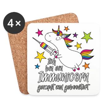 Einhorn Immunicorn geimpft und geboostert - Untersetzer (4er-Set) - Weiß - Vorne