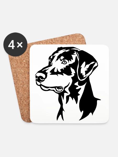 Dobermann Kopf - Untersetzer (4er-Set) - Weiß