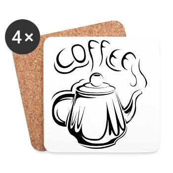 coffee kaffeekanne Kaffee Cafe Symbol icon Logo - Untersetzer (4er-Set) - Weiß - Vorne