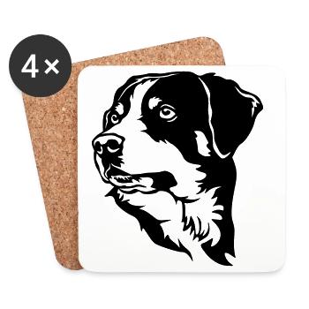 Appenzeller Sennenhund Kopf - Dessous de verre (lot de 4) - blanc - Devant