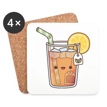 Thé au citron glacé Kawaii - Dessous de verre (lot de 4) - blanc - Devant