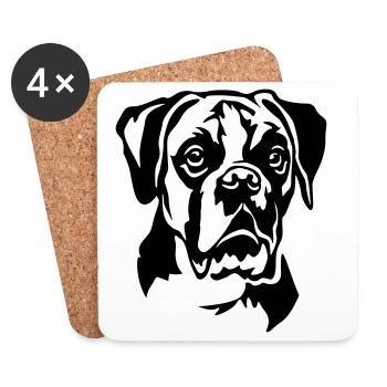 Boxer Head - Coasters (set of 4) - white - Front