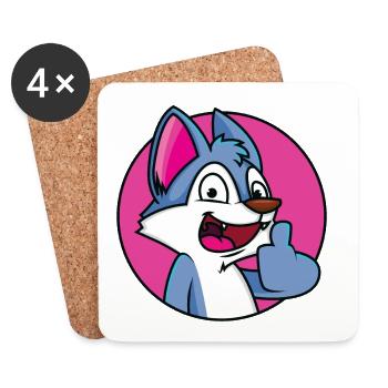 Pouce levé loup - Dessous de verre (lot de 4) - blanc - Devant