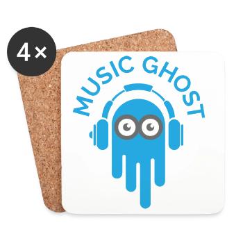 music ghost Symbol Logo icon lustig Gespenst Musik - Untersetzer (4er-Set) - Weiß - Vorne
