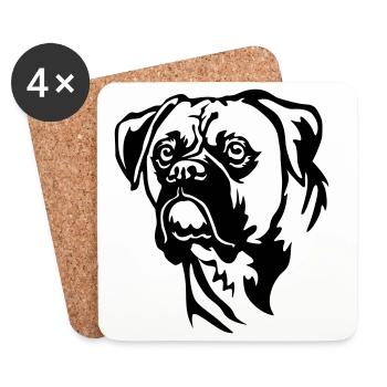 Tête de boxeur - Dessous de verre (lot de 4) - blanc - Devant