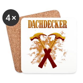 Dachdecker Hämmer Kreuz - Untersetzer (4er-Set) - Weiß - Vorne