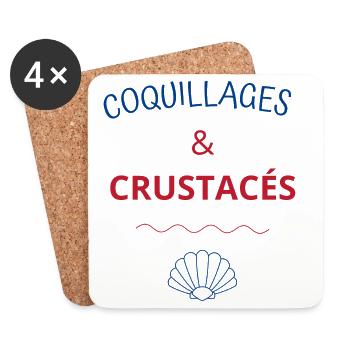 Coquillages et crustacés - Dessous de verre (lot de 4) - blanc - Devant