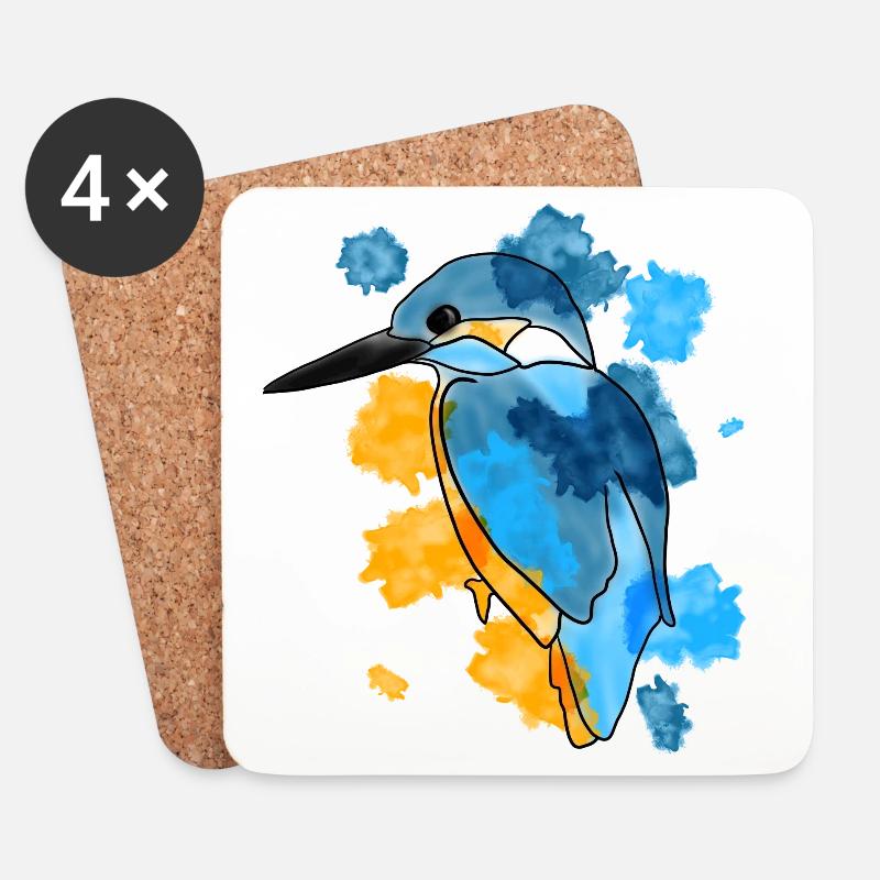 Eisvogel - Untersetzer (4er-Set) - Weiß