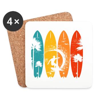 Quatre planches surfeuses tropicales - Dessous de verre (lot de 4) - blanc - Devant