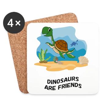 Dinosaurs are Friends - Coasters (set of 4) - white - Front