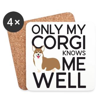 Only My Corgi Knows Me Well - Coasters (set of 4) - white - Front