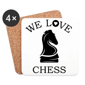 we love chess chess rook horse icon graphic icon - Coasters (set of 4) - white - Front