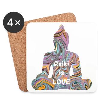 reiki mit buddha e 14 - Untersetzer (4er-Set) - Weiß - Vorne