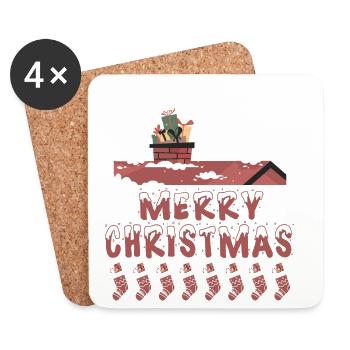 Merry Christmas at home - Coasters (set of 4) - white - Front