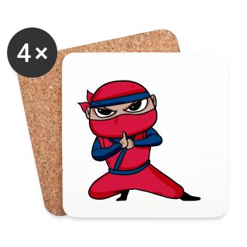 Ninja Rot - Untersetzer (4er-Set) - Weiß - Vorne