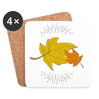 Herbstblatt mit Strahlen - Untersetzer (4er-Set) - Weiß - Vorne